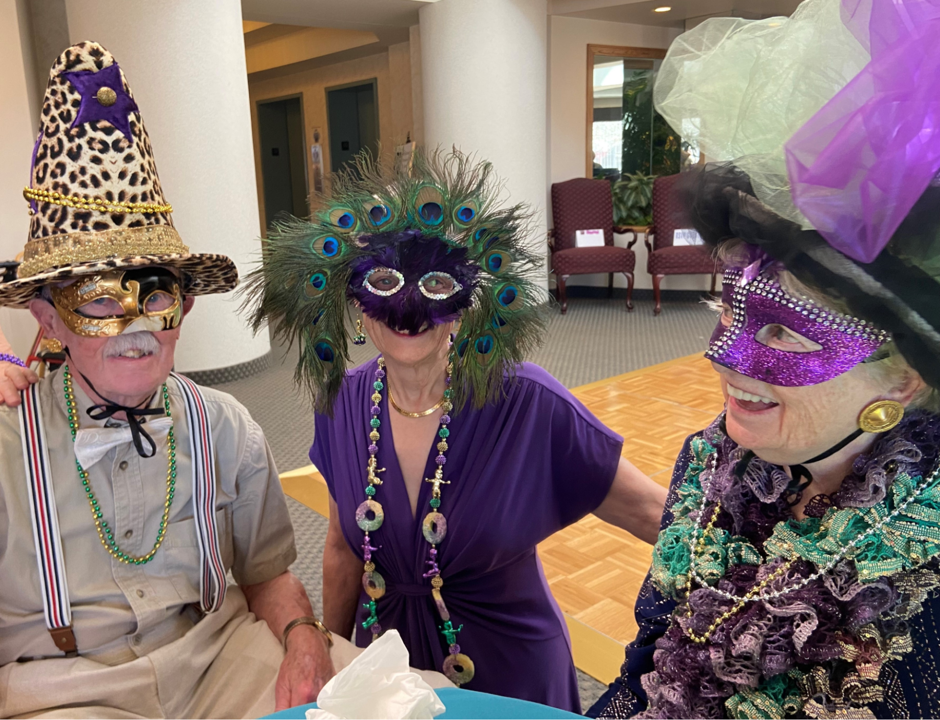 a group of people wearing masks