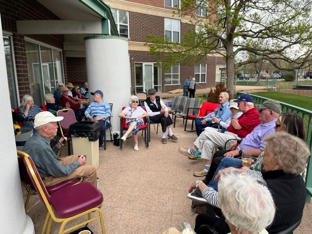 people on the back patio